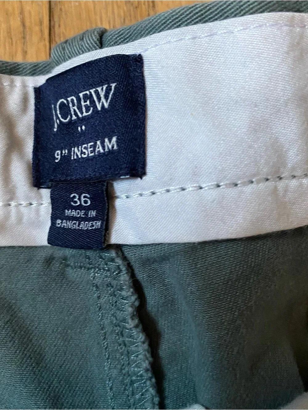 J. Crew Shorts Mens 36 Green Flat Front Chino Cotton Resort Summer Preppy 9”